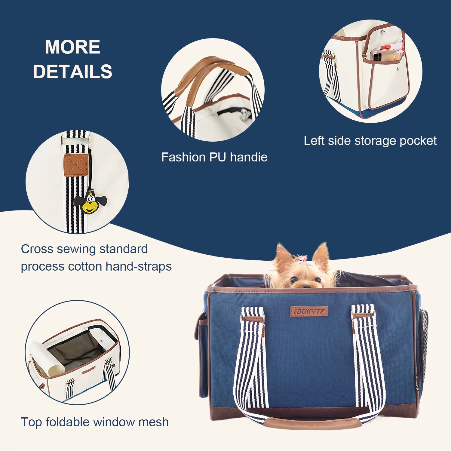 Portable Dog Cat Carrier Bag Waterproof Lining Pet Travel Shoulder Bag Comfort Breathable Handbag