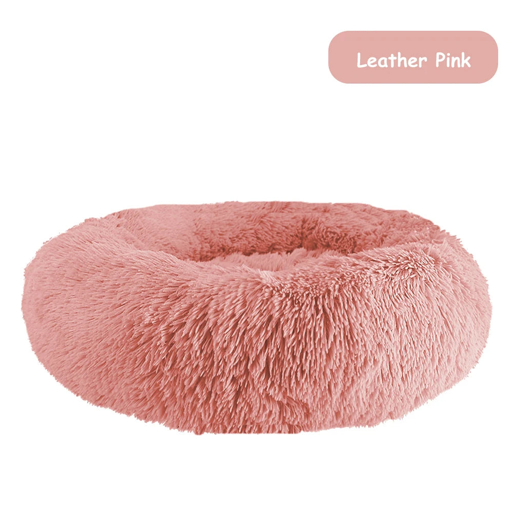 Donut Dog Bed Warm Soft Long Plush Pet Bed for Samll Large Dog House Cat Calming Beds Washable Winter Kennel Sofa Cushion Mat