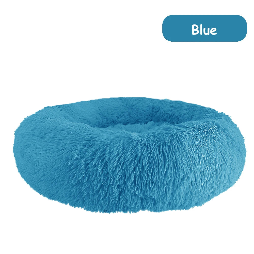Donut Dog Bed Warm Soft Long Plush Pet Bed for Samll Large Dog House Cat Calming Beds Washable Winter Kennel Sofa Cushion Mat