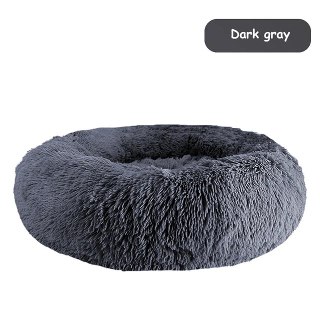 Donut Dog Bed Warm Soft Long Plush Pet Bed for Samll Large Dog House Cat Calming Beds Washable Winter Kennel Sofa Cushion Mat